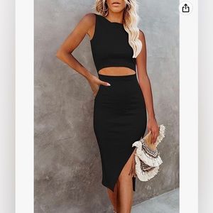 Ribbed midi body con dress